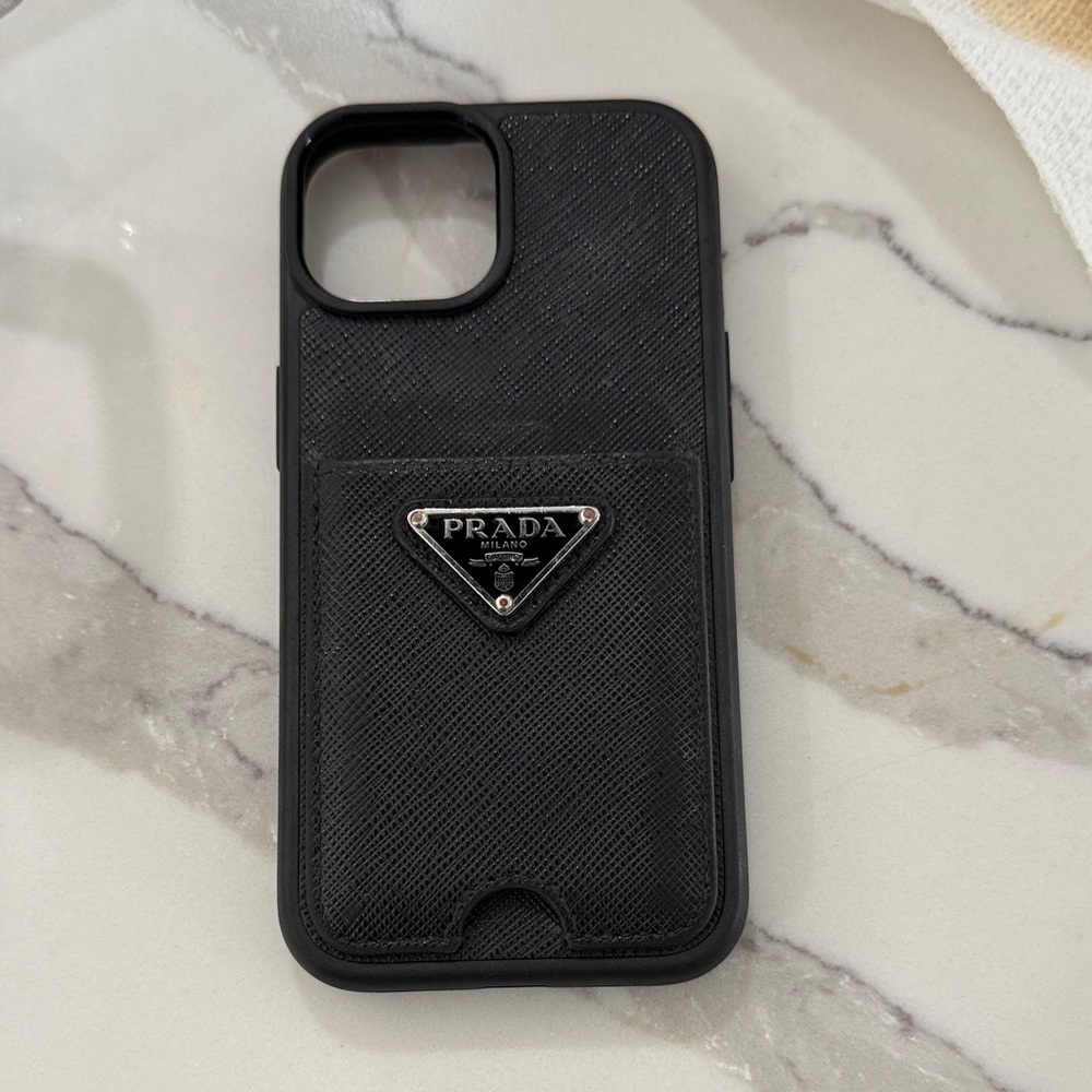 Prada Textured Black iPhone 15 Phone Case